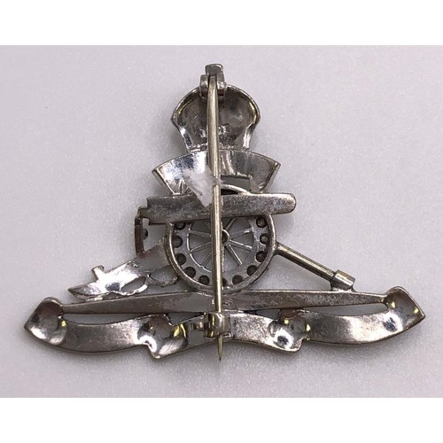 745 - An 18ct gold and enamel Royal Artillery sweetheart brooch