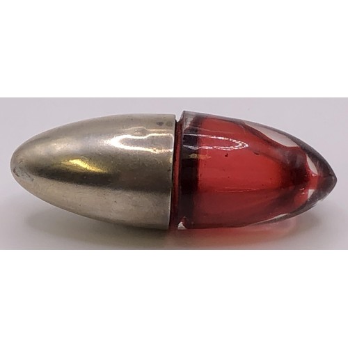 693 - A ruby glass and silver miniature perfume bottle, a silver pencil, an oval brooch, and assorted char... 