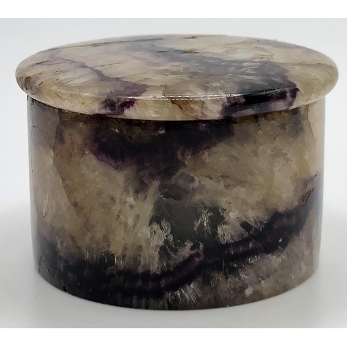 695 - A Blue John box and cover, 4 cm diameter