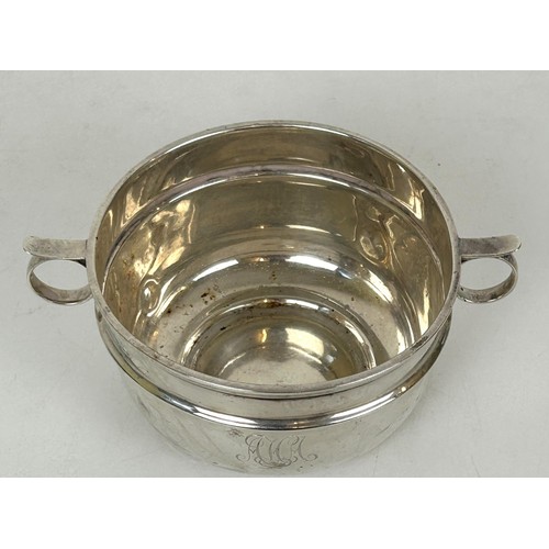 354 - A silver two handle bowl, initial, London 1912, 4.6 ozt