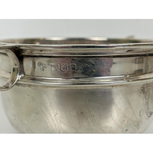 354 - A silver two handle bowl, initial, London 1912, 4.6 ozt