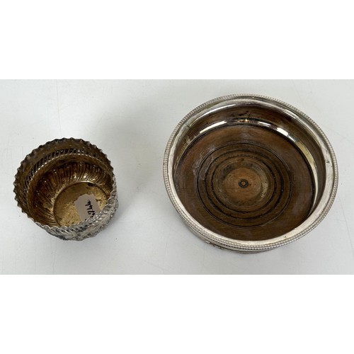 356 - A 17th century style silver bowl, initialed, London 1889, 2.9 ozt, and a silver mounted bottle coast... 