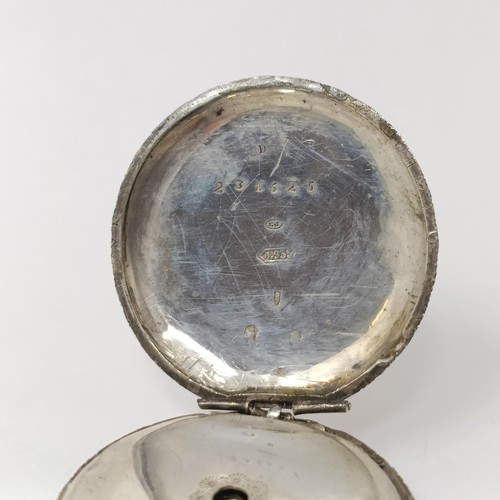 315 - A silver perfume bottle, a miniature hand mirror, and a ladies open face pocket watch (3)