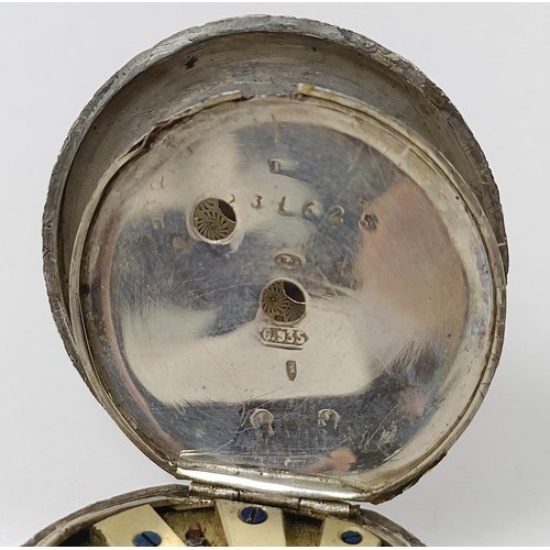 315 - A silver perfume bottle, a miniature hand mirror, and a ladies open face pocket watch (3)