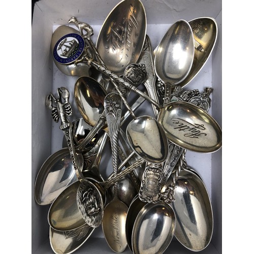 84 - Assorted silver, silver coloured metal and enamel souvenir and other spoons