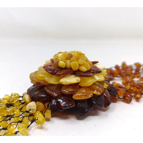 727 - Assorted amber coloured bead necklaces (box)