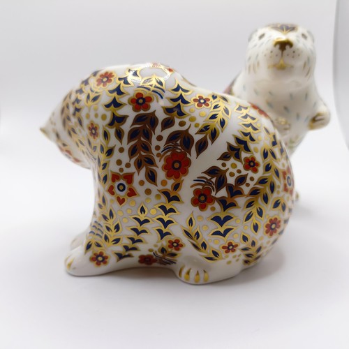 1029 - A Royal Crown Derby Old Imari Beaver paperweight, and an Imari Russian Bear paperweight (2)