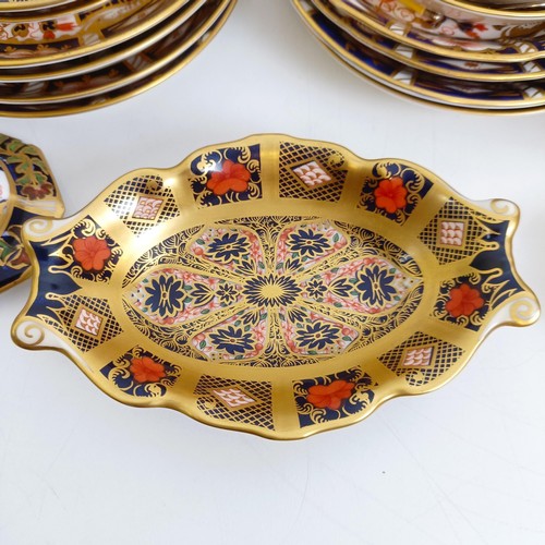 1040 - A Royal Crown Derby Imari pattern miniature coal scuttle, pattern 6299, two serving trays, two oval ... 