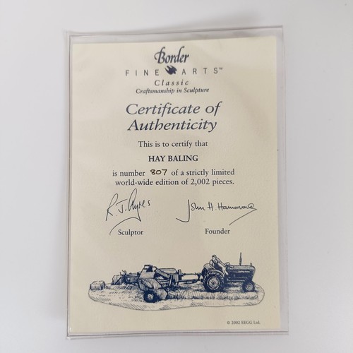 1008 - Border Fine Arts, Hay Baling, limited edition model, number 807/2002, with certificate, boxed