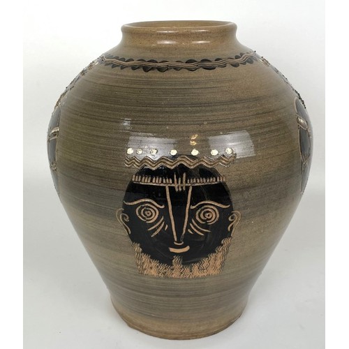 1063 - An Art Pottery vase, decorated King Henry VIII, 31 cm high