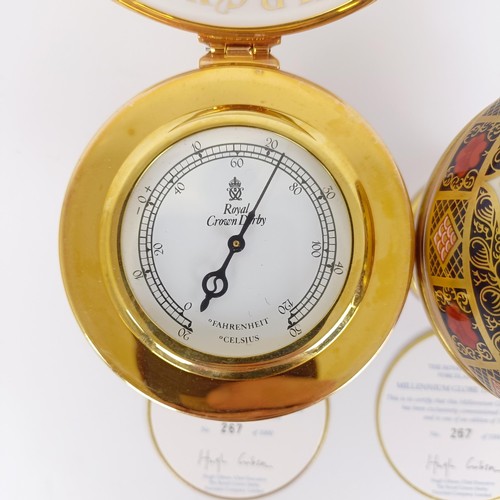 1023 - A Royal Crown Derby Millennium Globe Thermometer, limited edition number 267/1000, and a Royal Crown... 