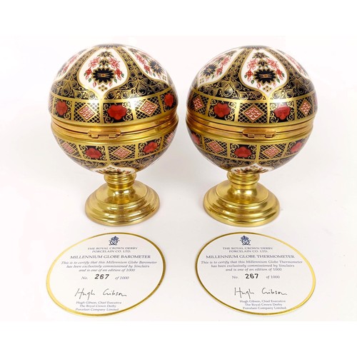 1023 - A Royal Crown Derby Millennium Globe Thermometer, limited edition number 267/1000, and a Royal Crown... 