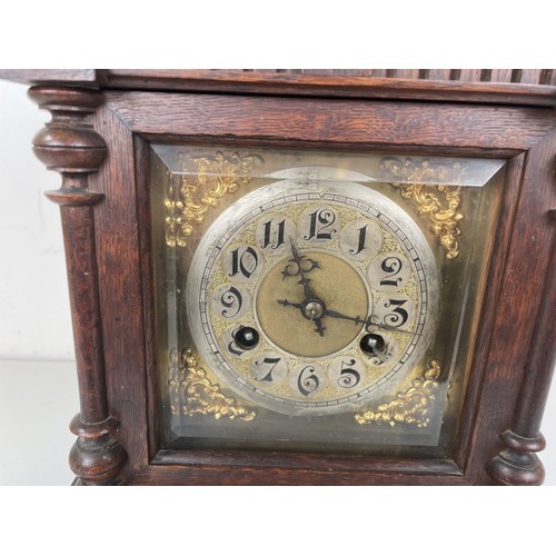 1107 - A mantel clock, in a walnut case, assorted metalwares and other items (2 boxes)