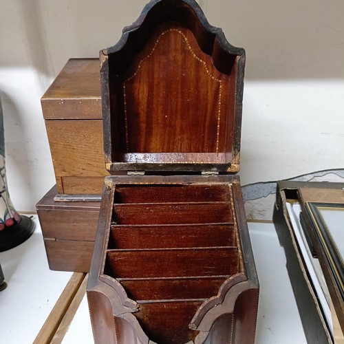 1073 - A knife box, lacking interior, in need of restoration, and two other boxes (3)