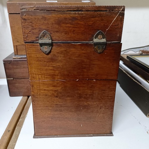 1073 - A knife box, lacking interior, in need of restoration, and two other boxes (3)