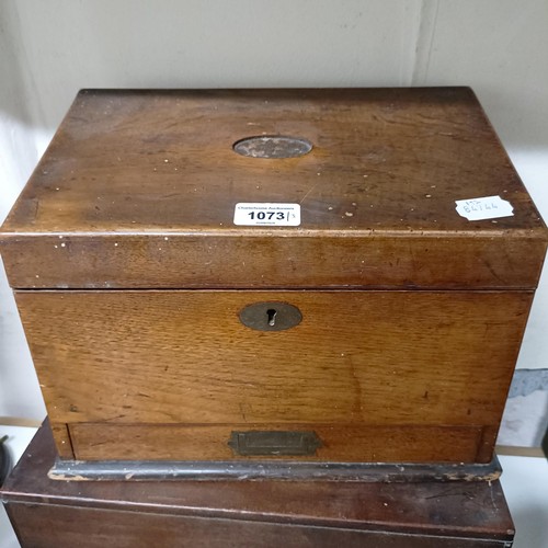 1073 - A knife box, lacking interior, in need of restoration, and two other boxes (3)