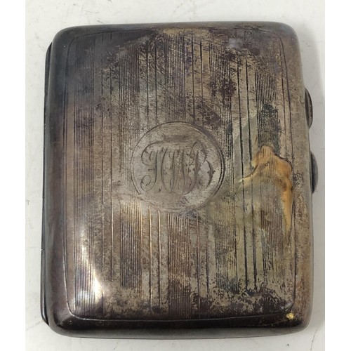 438 - A early 20th century desk calendar, with a silver mount, a cigarette case, and a cigar cutter (3)