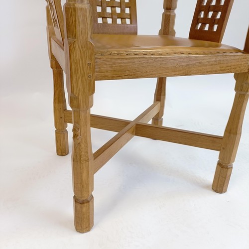 1200 - Robert Mouseman Thompson of Kilburn, a Monk's oak chair, 62 cm wide