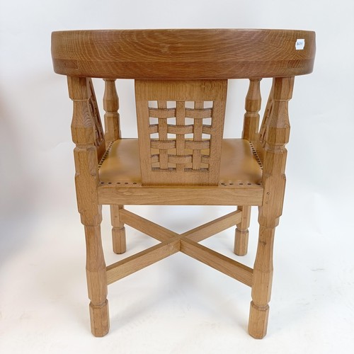 1200 - Robert Mouseman Thompson of Kilburn, a Monk's oak chair, 62 cm wide