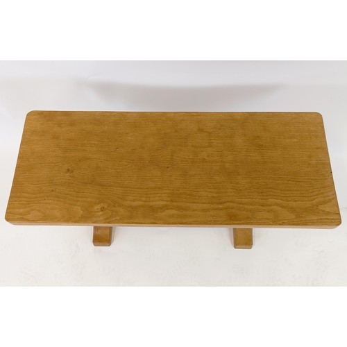 1203 - Robert Mouseman Thompson of Kilburn, a rectangular coffee table, with an adzed top, 37 cm deep, 45 c... 