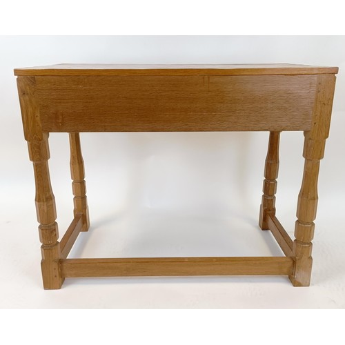 1217 - Robert Mouseman Thompson of Kilburn, a side table, with two drawers, 45 cm deep, 74 cm high, 91 cm w... 