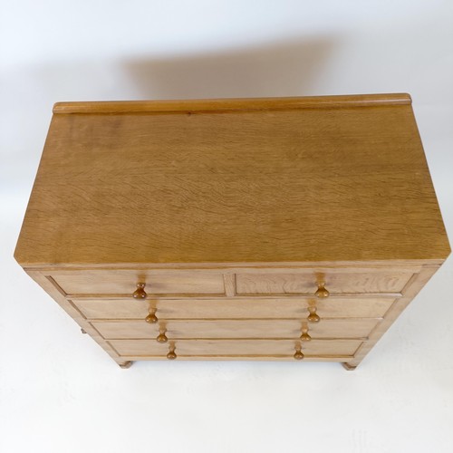 1222 - Robert Mouseman Thompson of Kilburn, a chest of two short and three long drawers, 50 cm deep, 93 cm ... 