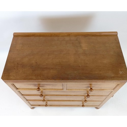 1223 - Robert Mouseman Thompson of Kilburn, a chest of two short and three long drawers, 50 cm deep, 93 cm ... 