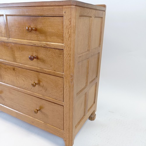 1223 - Robert Mouseman Thompson of Kilburn, a chest of two short and three long drawers, 50 cm deep, 93 cm ... 