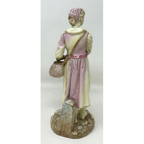 1133 - A Royal Worcester figure of a woman carrying a basket, 20 cm high