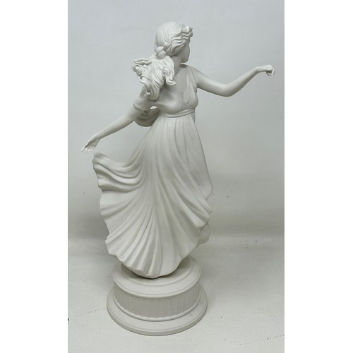 1134 - A Worcester figure of a lady carrying a basket, 17 cm high, and a set of three figures (4)