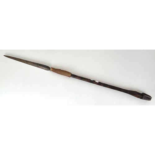 1164 - An African spear, from Rhodesia (Zimbabwe), made and purchased by the vendor in 1966