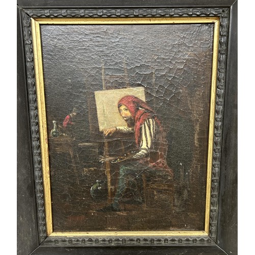 1186 - An early 20th century, Continental school, figure of a man, oil on board, 29 x 21 cm