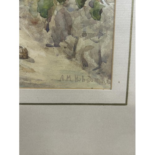 1189 - A M Hobson, coastal scene, watercolour, signed, 32 x 38 cm