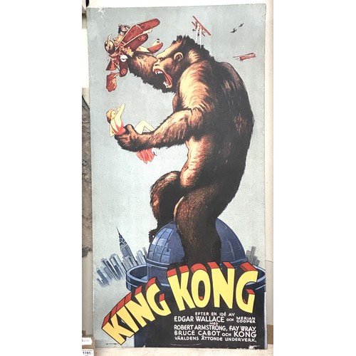 1191 - A reproduction King Kong poster picture, on canvas, 100 x 50 cm, and a similar Breakfast At Tiffanys... 