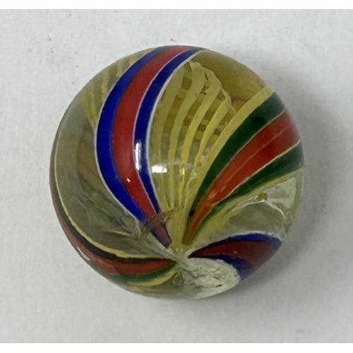 1143 - A 19th century solitaire board, with marbles, mostly coloured