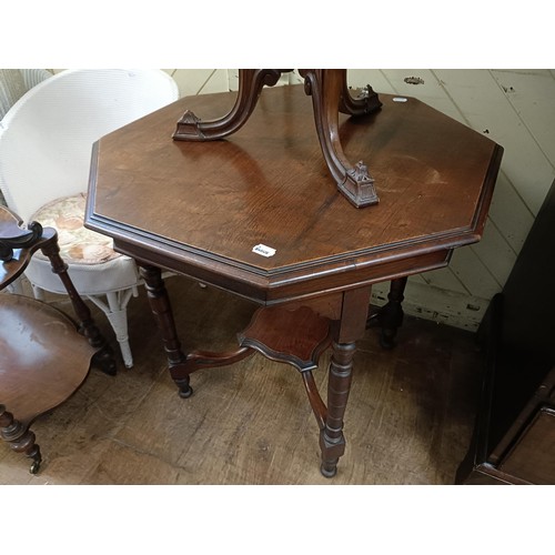 1256 - A walnut lamp table, 75 cm wide, a trolley, a side table, two Lloyd Loom style chairs, and a bin (6)