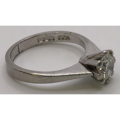 815 - A platinum solitaire diamond ring, central stone approximately 1 ct