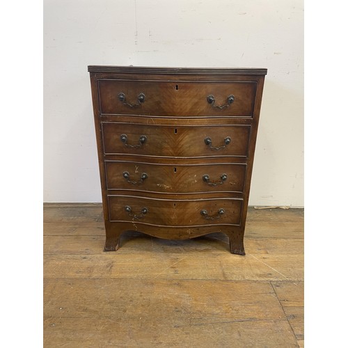 1238 - A mahogany chest, having four drawers, 90 cm wide, a serpentine chest, a desk, a side table, and a c... 