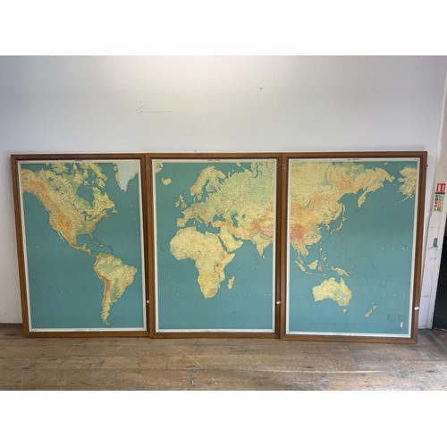 1268 - A French map of the world, in three parts, each 143 x 102 cm