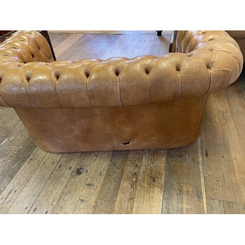 1276 - A pair of Chesterfield type brown leather sofas, 170 cm wide