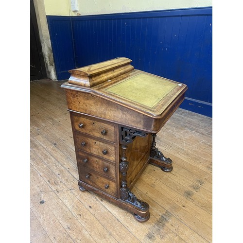 1296 - A Victorian walnut Davenport, 55 cm wide, and a corner chair (2)