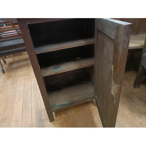 1326 - A pew, 150 cm wide, an oak cupboard, a single chair, two folding chairs, a clothes rail, a small tab... 