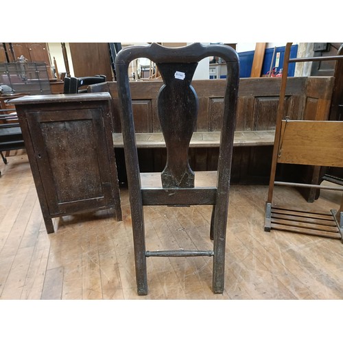 1326 - A pew, 150 cm wide, an oak cupboard, a single chair, two folding chairs, a clothes rail, a small tab... 