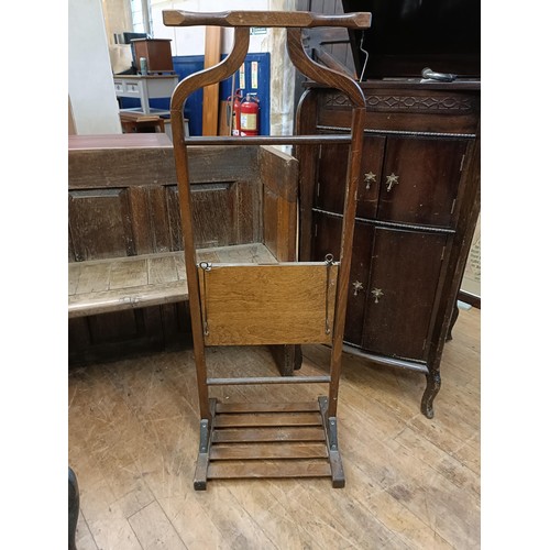 1326 - A pew, 150 cm wide, an oak cupboard, a single chair, two folding chairs, a clothes rail, a small tab... 