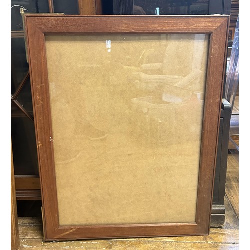 1265 - A set of five museum style oak and brass mounted frames, each 67 x 49 cm (5)