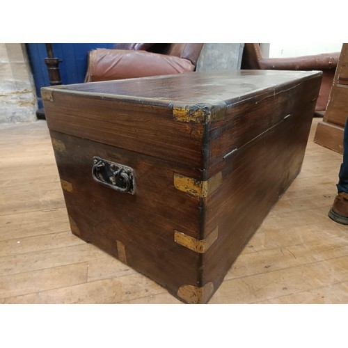 1389 - A camphorwood and brass bound trunk, 103 cm wide