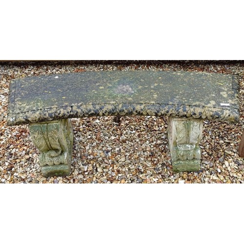 1370 - A composite stone garden bench, 110 cm wide