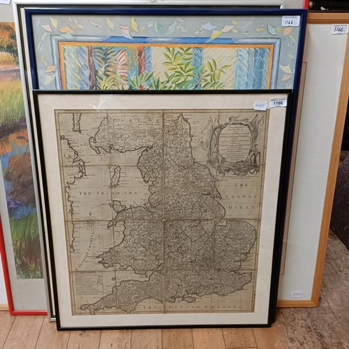 1166 - A 19th century map of England and Wales, and assorted prints and pictures (5)