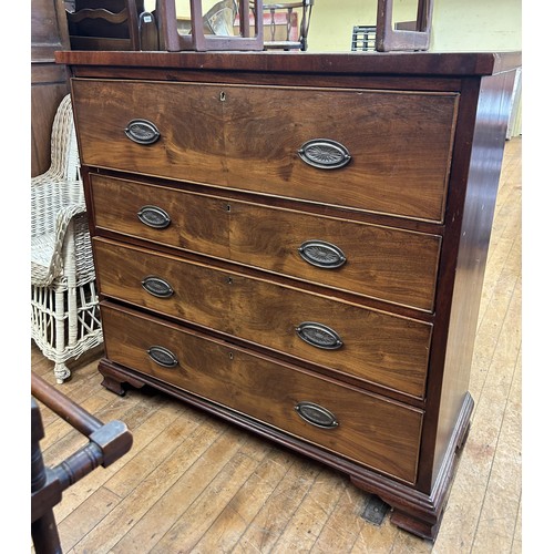 1316 - A 19th century mahogany secretaire chest, 106 cm wide