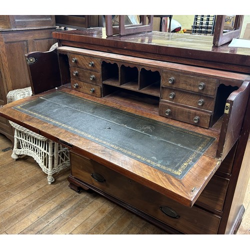 1316 - A 19th century mahogany secretaire chest, 106 cm wide